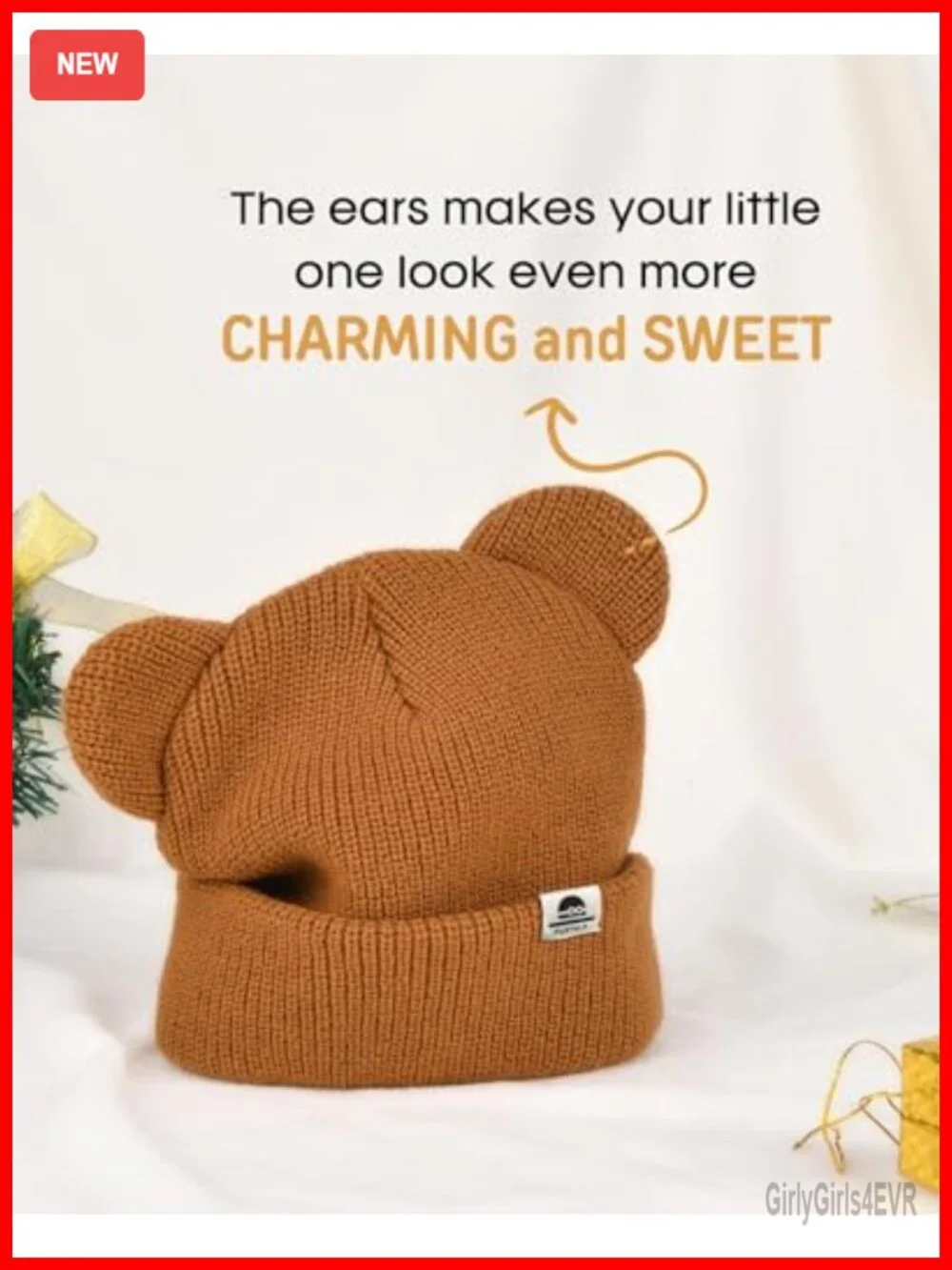 Baby Beanie Winter Hat with Bear Ear Soft Knitted Skull Cap